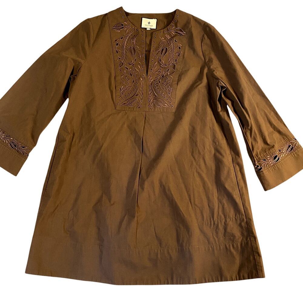 Tuckernuck Brown Embroidered Cotton Tunic